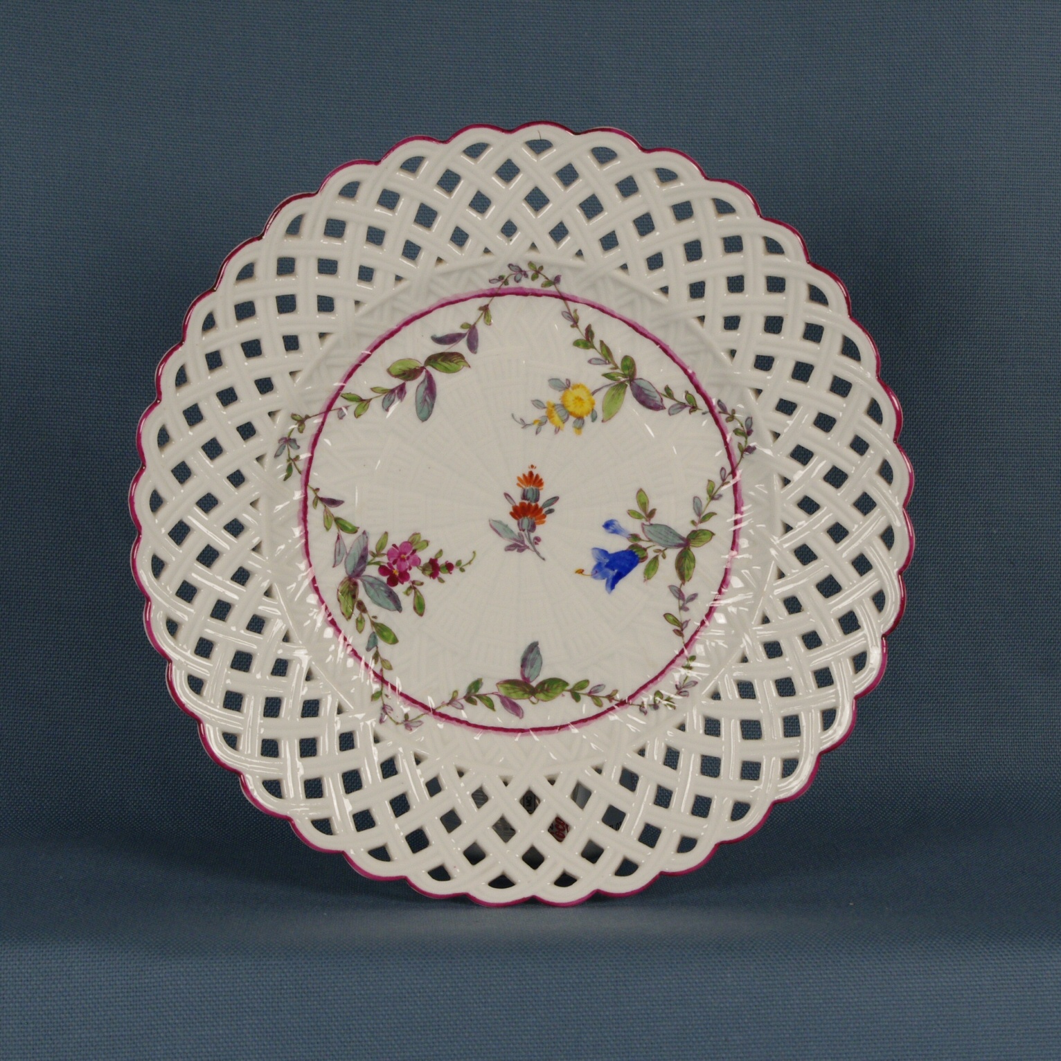 Set of Six Meissen Reticulated Plates
