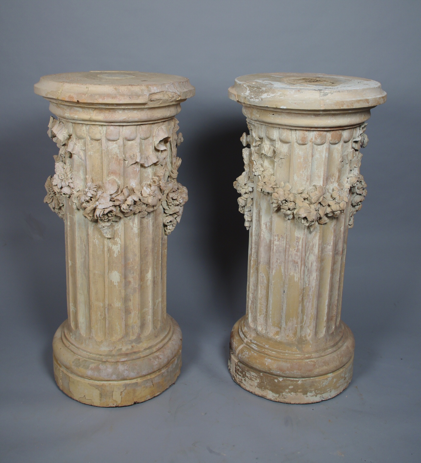 Pair of Terracotta Fluted Pedestals