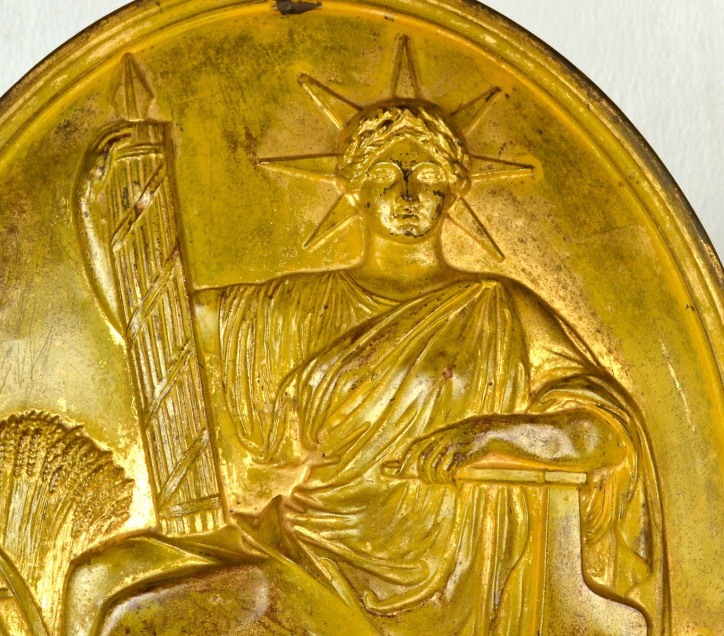 Gilded Copper Plaque Lady Liberty Republique Francaise