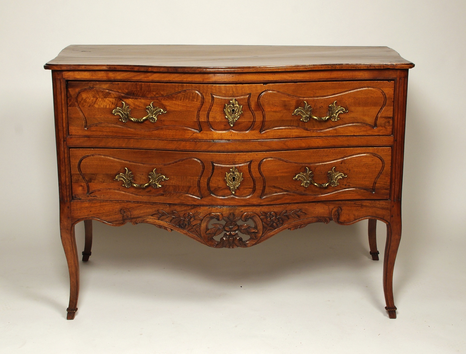 Louis XV Walnut Serpentine Chest of Two Drawers