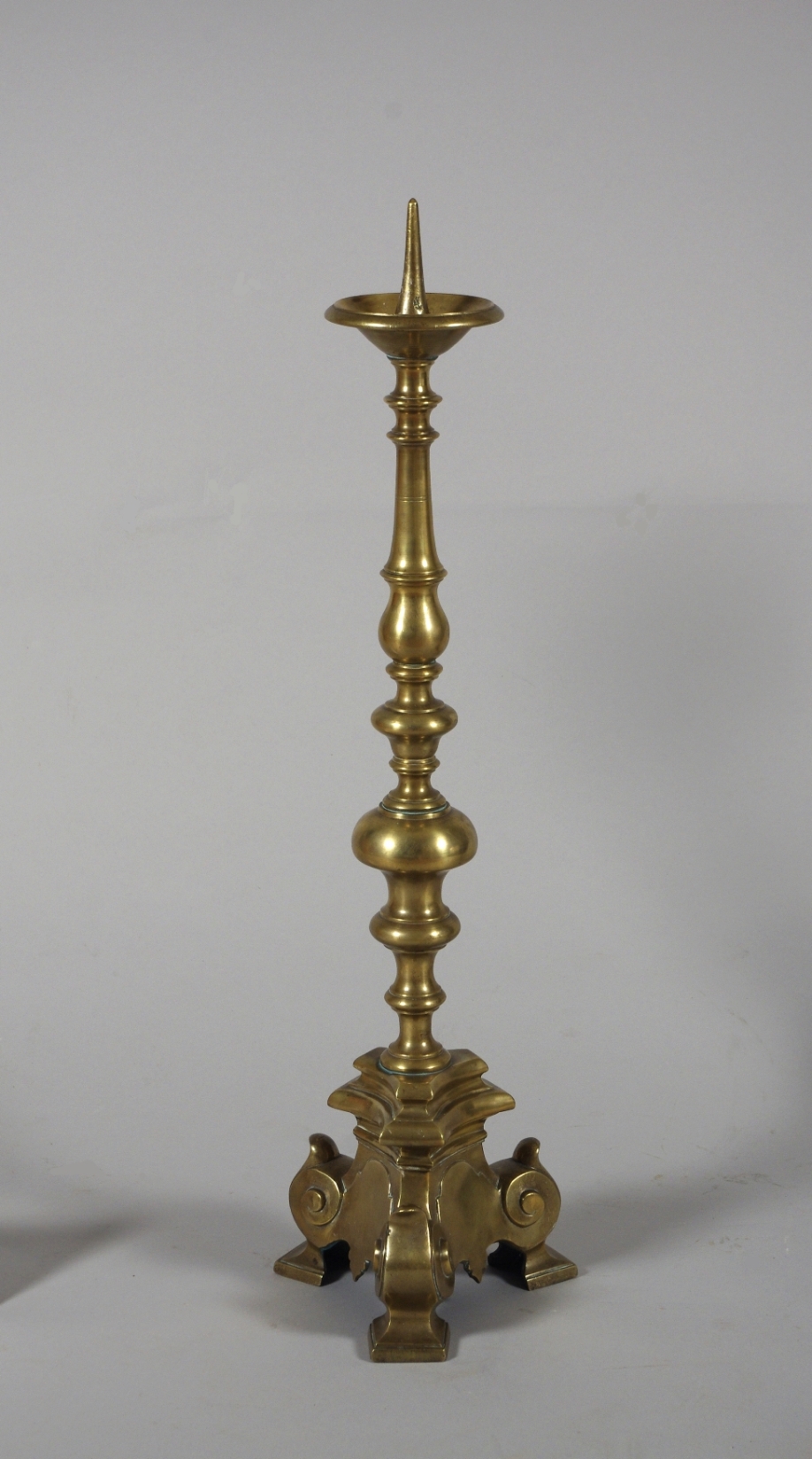 Rare Set of Four 18th Century Tall Brass Altar Sticks
