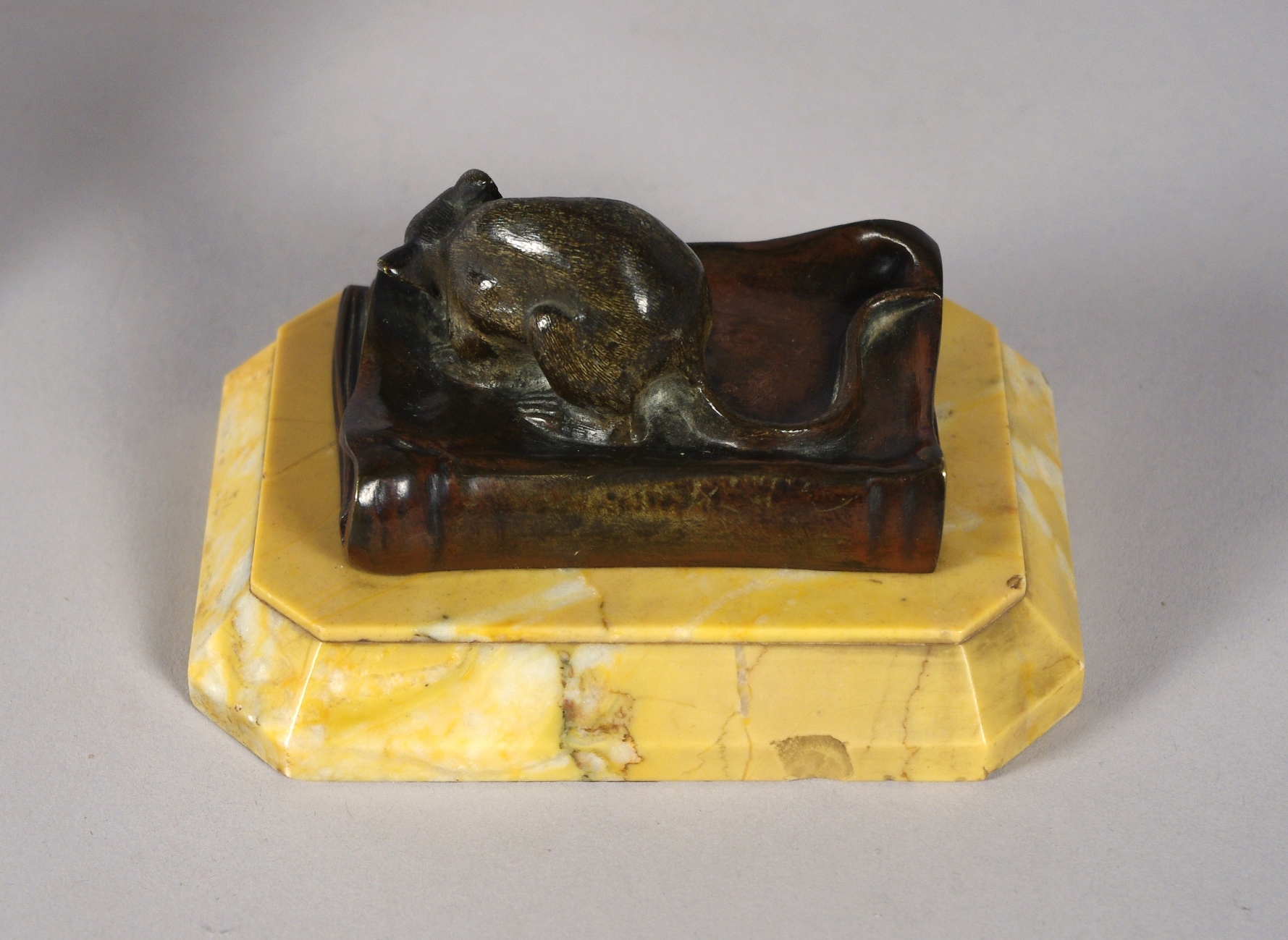 Bronze Figure of a Mouse Eating a Book
