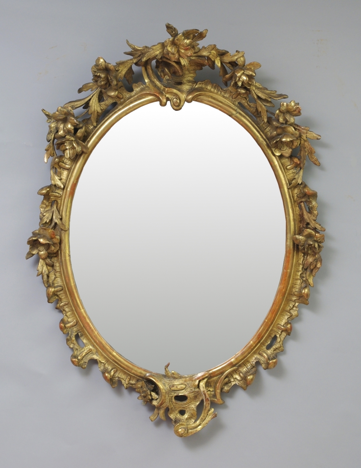 Fine Louis Philippe Carved and Giltwood Oval Mirror