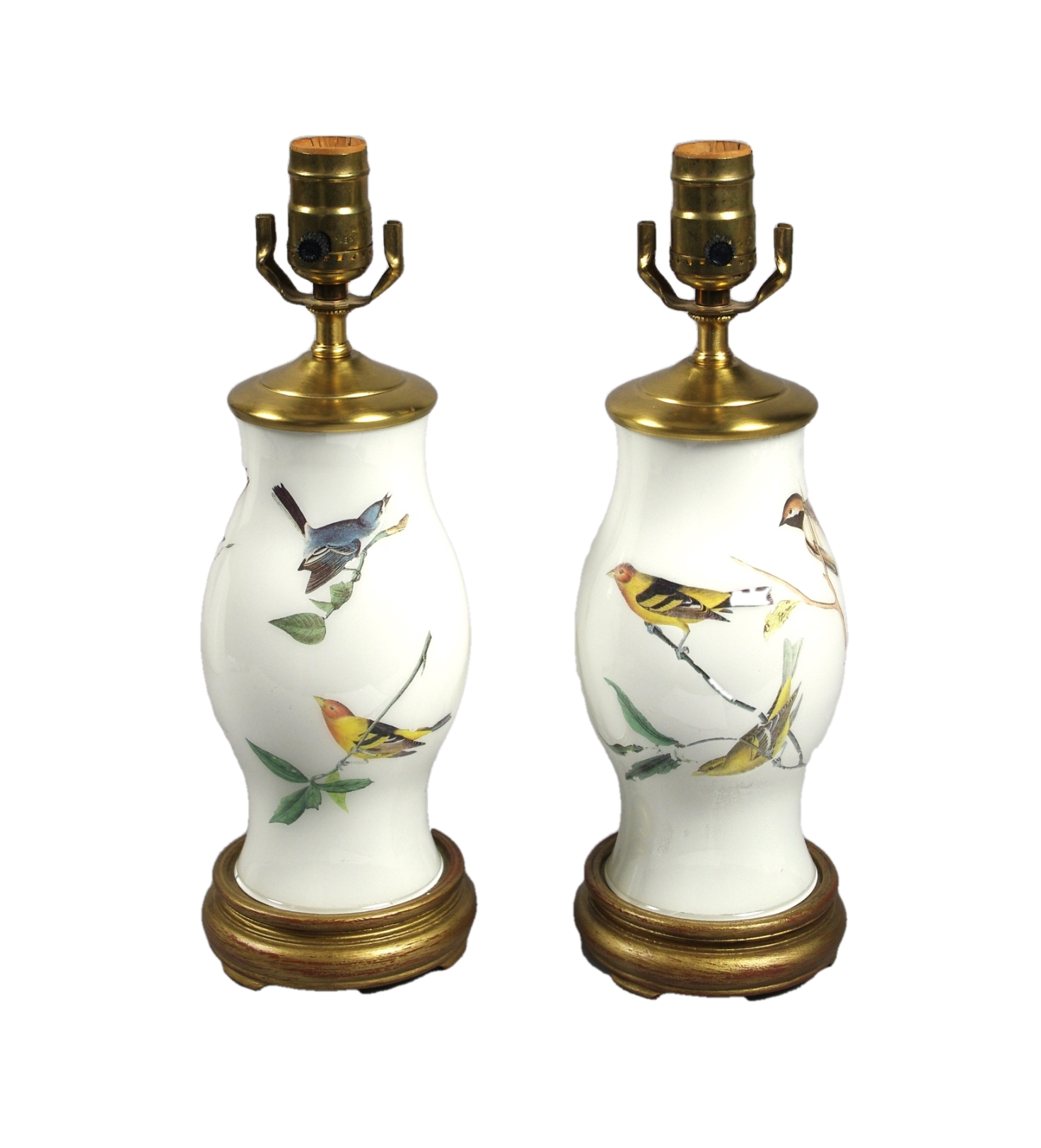 Delightful Pair of Small Decalcomania Lamps
