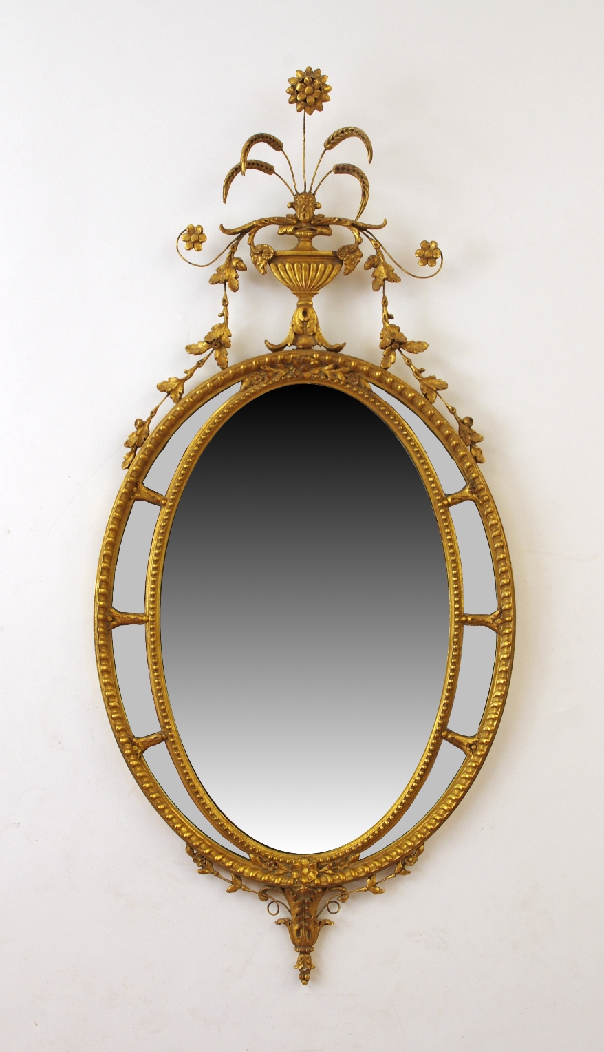 Elegant Adam Style Giltwood Oval Mirror