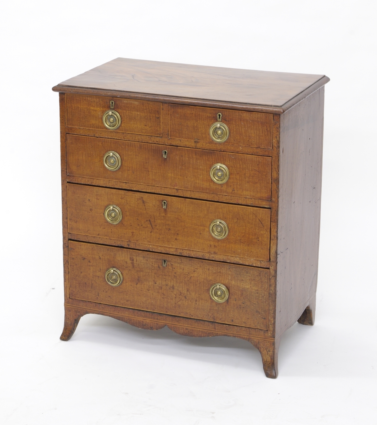 George III Fiddleback Mahogany Small Chest of Drawers, c. 1790