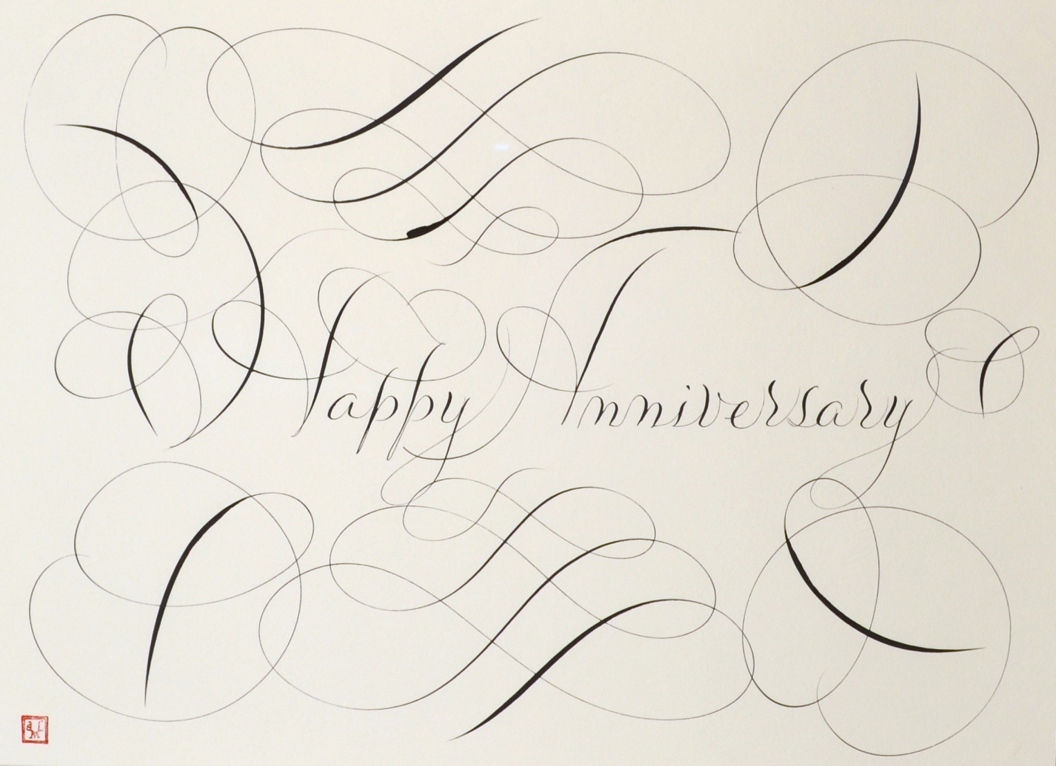 "Calligraphic Drawing, Happy Anniversary"
