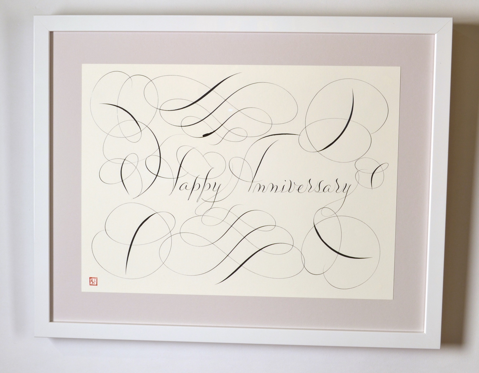"Calligraphic Drawing, Happy Anniversary"