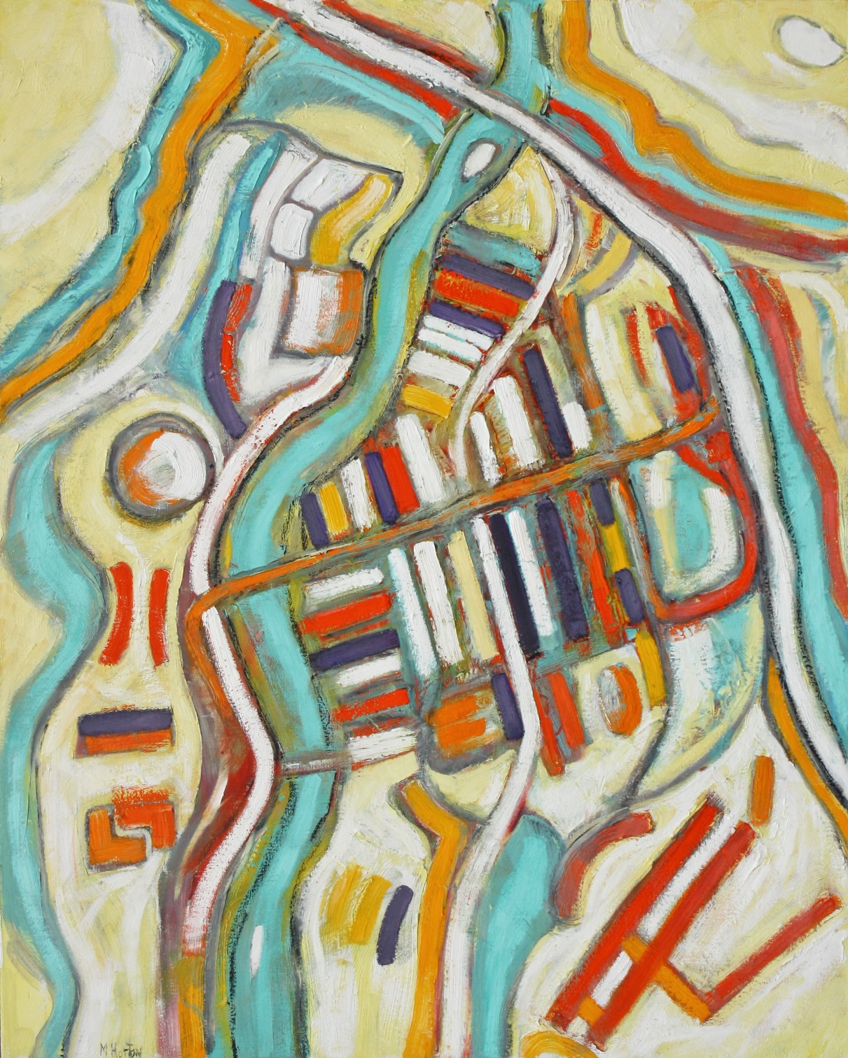 City Map in Yellow, Orange and Red 50"x40"