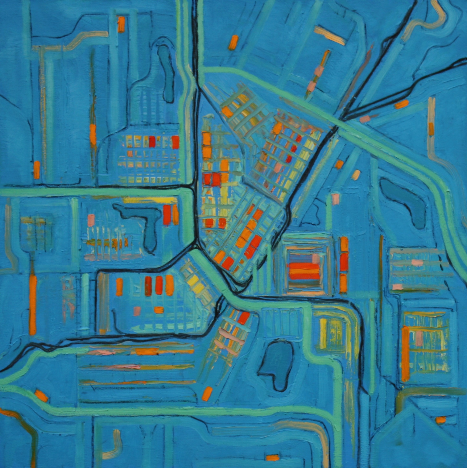 City Map in Blue 40"x40"