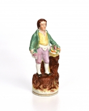 View 2: Staffordshire Figure of a Boy with Flowers