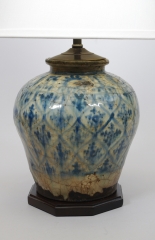 View 2: Glazed Ceramic Ginger Jar Mounted as a Lamp