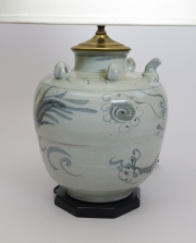 View 4: Blue and White Stoneware Jar Mounted as a Lamp