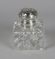 View 1: Crystal and Sterling Silver Inkwell