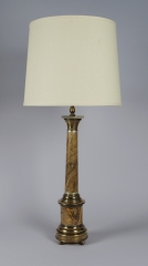 View 1: Brass Column Lamp with Marbleized Paper