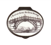 View 1: Enamel Patch Box, "A Present from the Iron Bridge" c. 1790