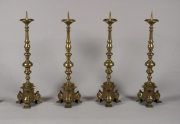View 1: Rare Set of Four 18th Century Tall Brass Altar Sticks