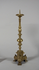 View 2: Rare Set of Four 18th Century Tall Brass Altar Sticks
