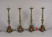 View 7: Rare Set of Four 18th Century Tall Brass Altar Sticks