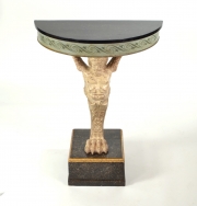 View 3: Pair of Carved and Painted Demilune Console Tables, 20th c.