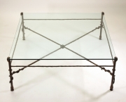 View 2: Giacometti Inspired Wrought Iron and Glass Coffee Table