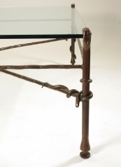 View 4: Giacometti Inspired Wrought Iron and Glass Coffee Table