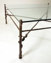 View 5: Giacometti Inspired Wrought Iron and Glass Coffee Table