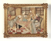 View 2: Pair of Folk Art Dressed Pictures, Continental, c. 1780