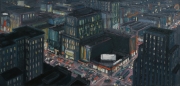 View 2: City at Night with Train 42" x 50"