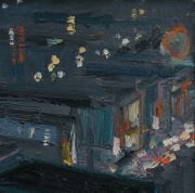 View 6: City at Night with Train 42" x 50"