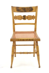 View 2: Set of Four New York Yellow Fancy Chairs with Benjamin Franklin, c. 1820