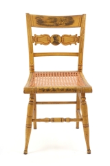 View 3: Set of Four New York Yellow Fancy Chairs with Benjamin Franklin, c. 1820