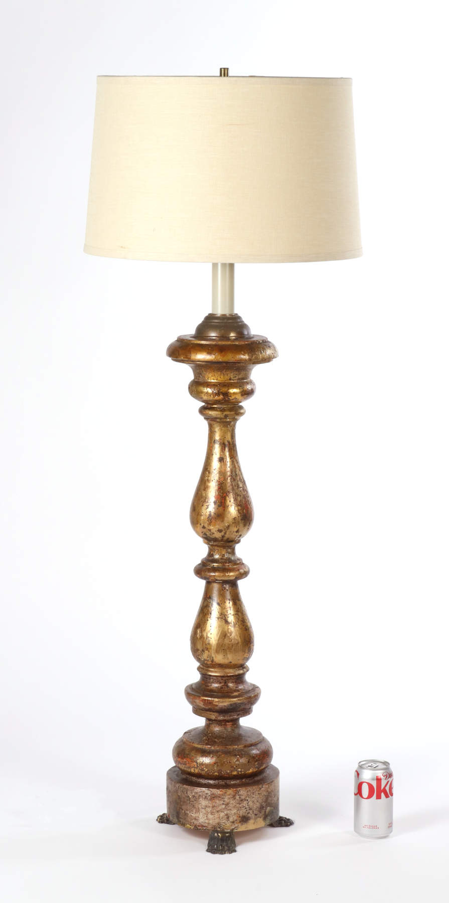 Tall Giltwood Altar Stick Lamp, 18th c.