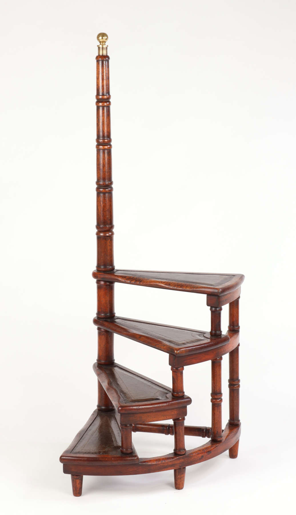 George III Style Mahogany Spiral Library Steps