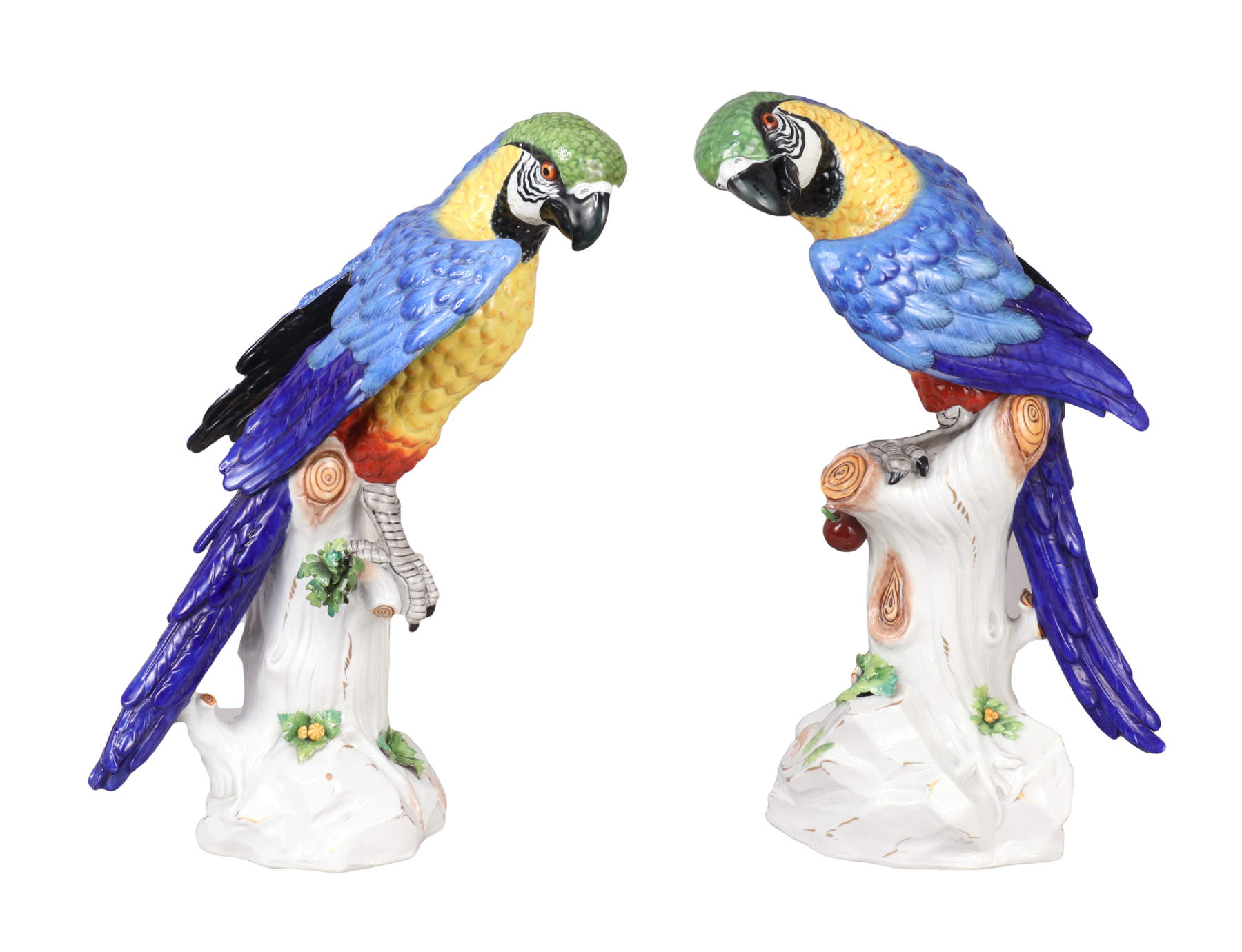 Pair of Large Samson Porcelain Parrots, 20th c.