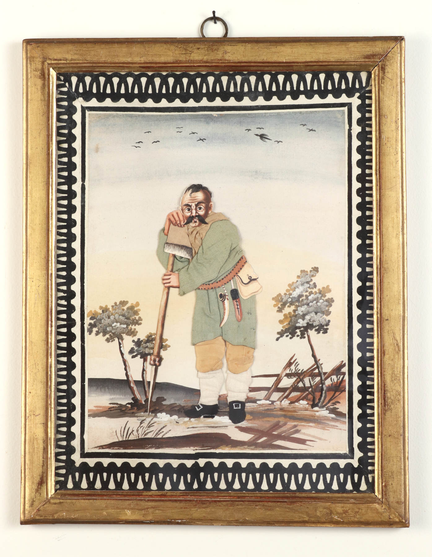 Pair of Folk Art Dressed Pictures (Habille), c. 1780