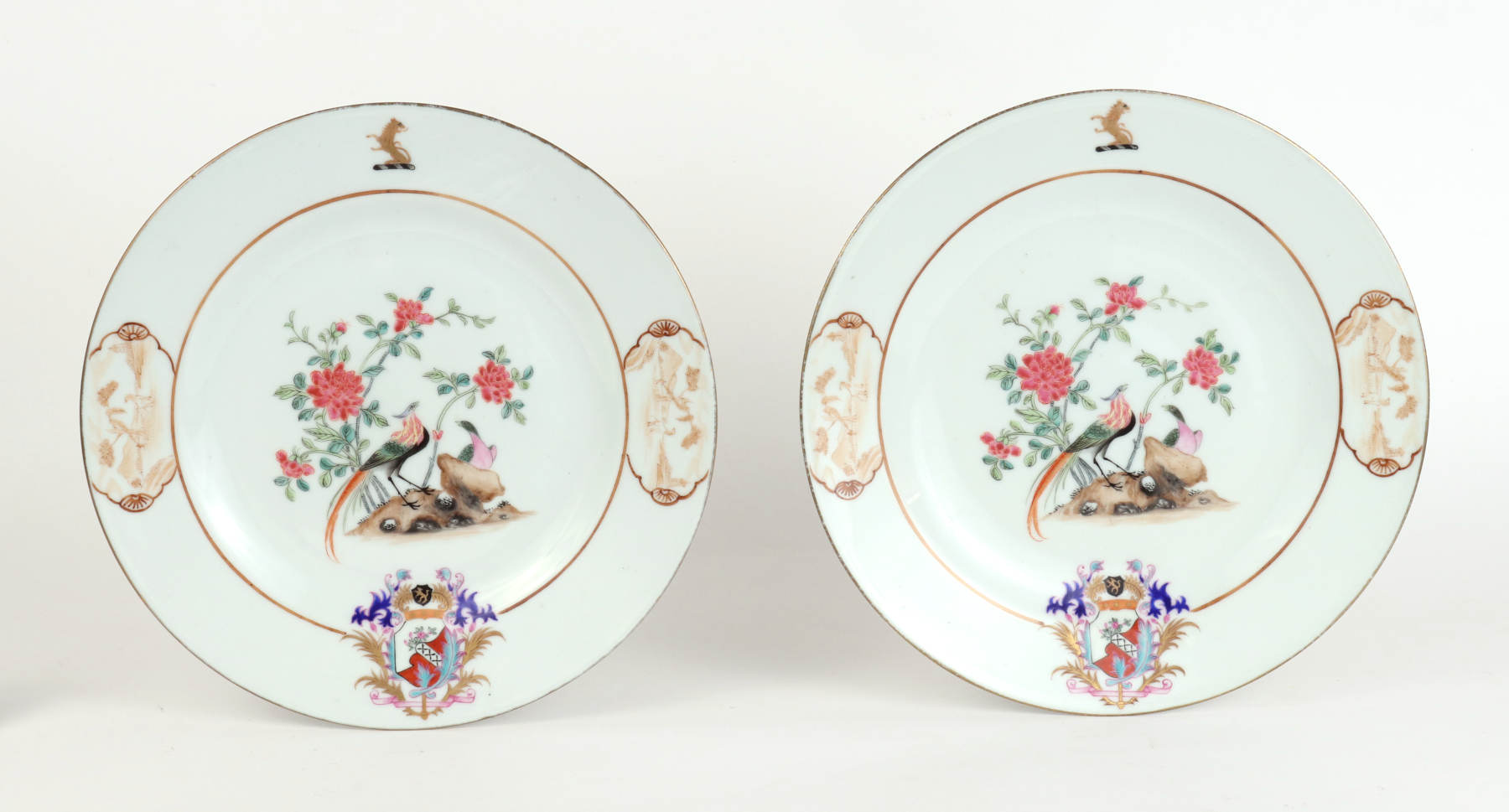 Pair of Chinese Export Armorial Replacement Plates, 19th c.