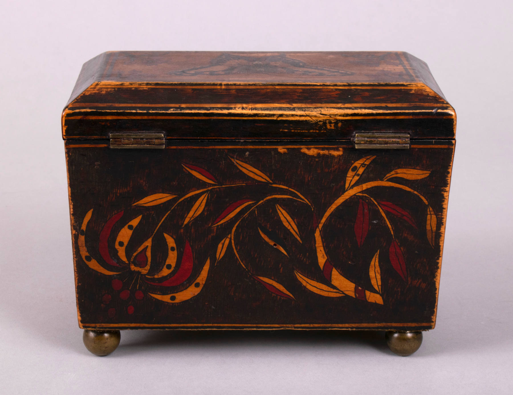 Regency Painted Tea Caddy, c. 1810-20
