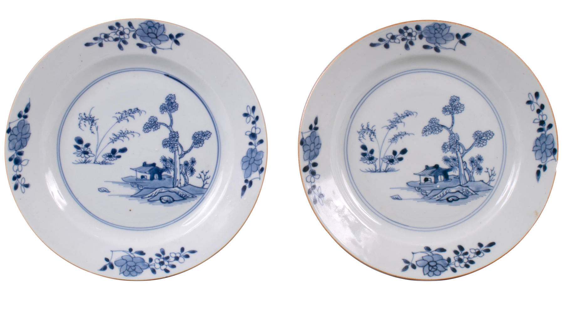 Pair of Chinese Export Porcelain Blue and White Plates, c. 1750