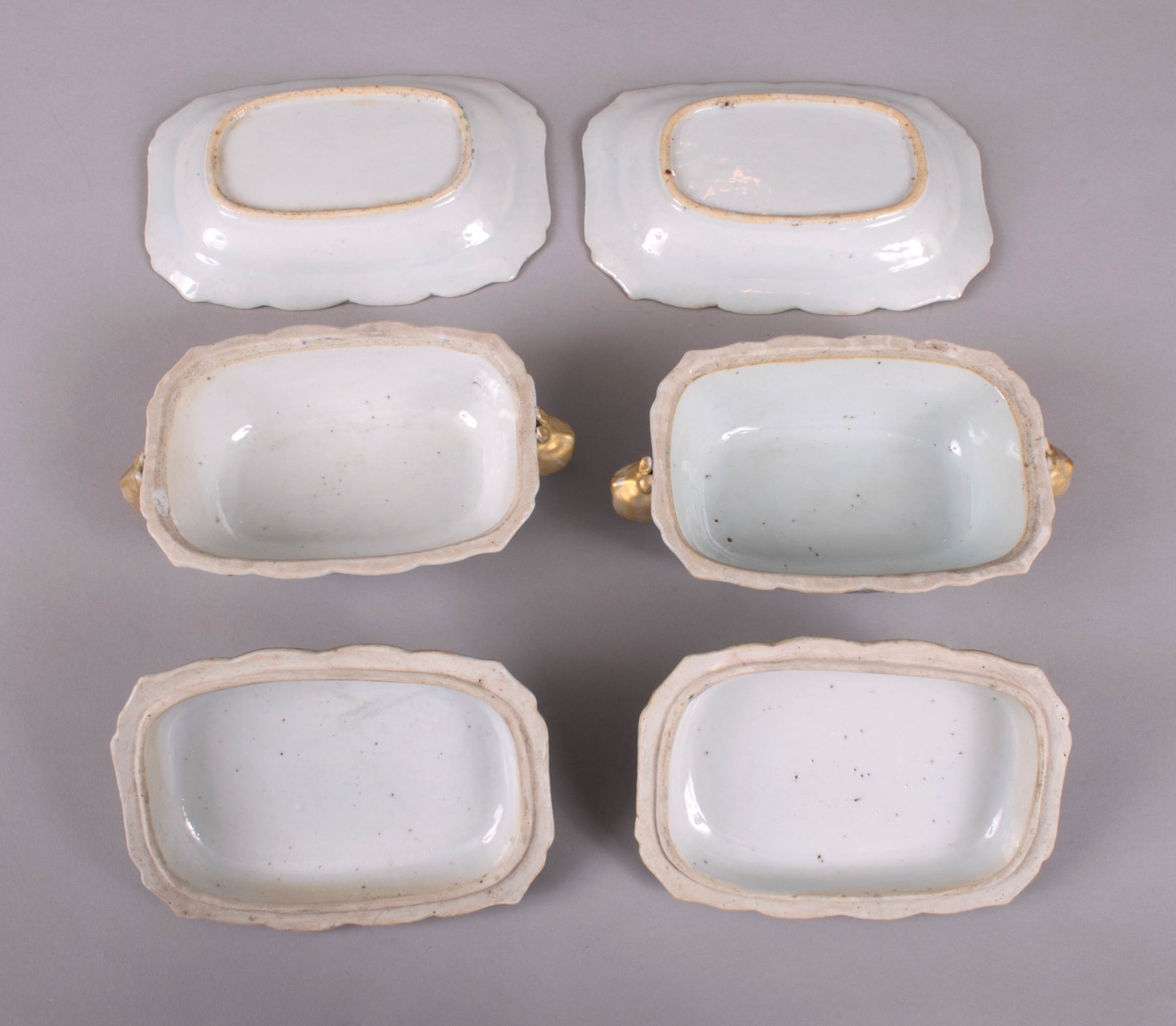 Pair of Small Chinese Export Armorial Sauce Tureens, c. 1767-1769