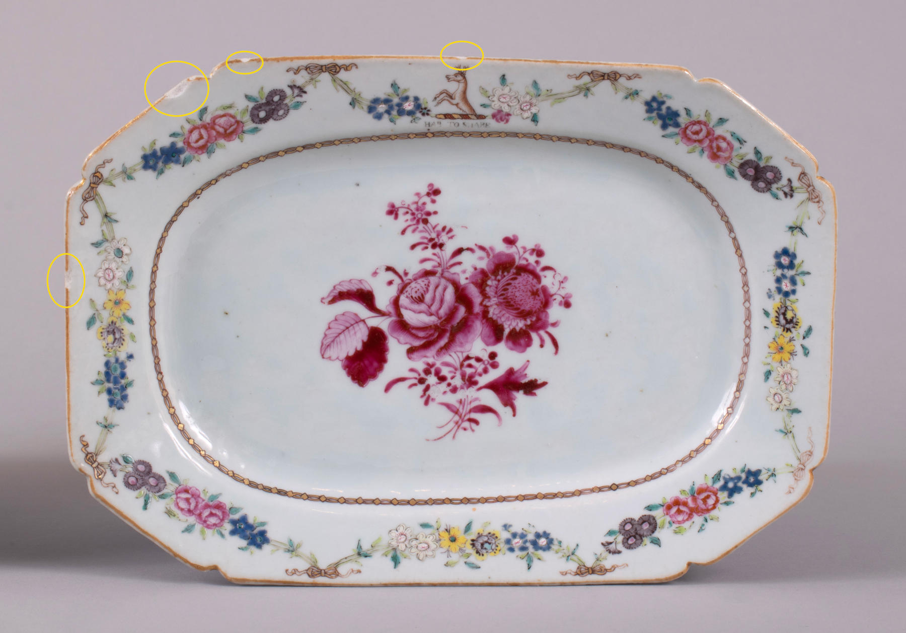 Pair of Chinese Export Armorial Platters, c. 1765