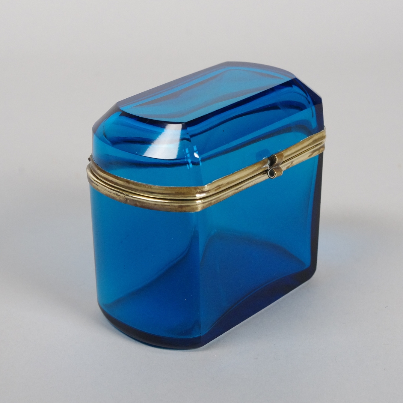 French Blue Glass Dresser Box