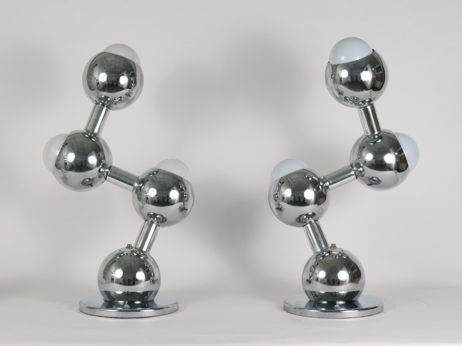 Pair of Chrome "Molecule" Lamps, c. 1970