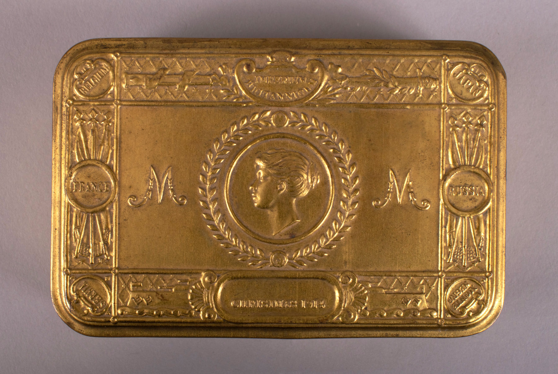 Rare Complete Brass WWI Princess Mary Box, 1918