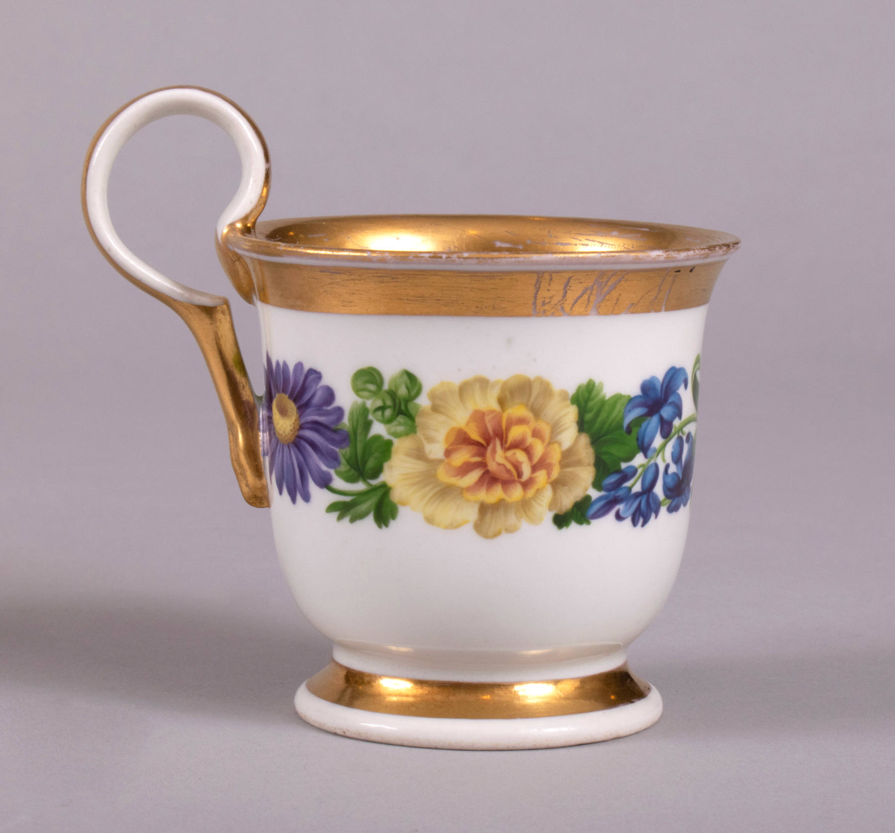 Biedermeier Vienna Botanical Cup and Saucer, c. 1823