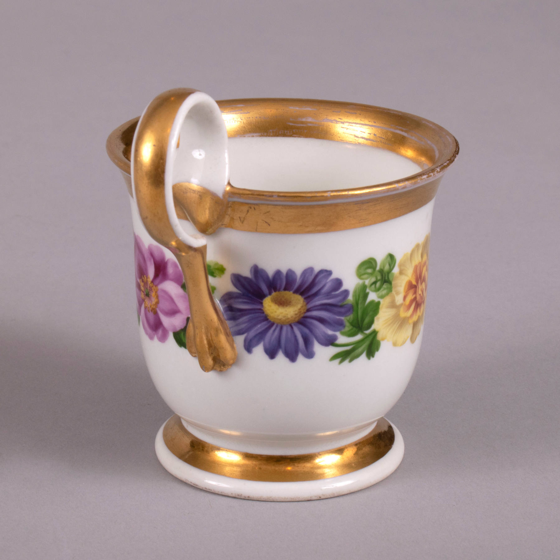 Biedermeier Vienna Botanical Cup and Saucer, c. 1823
