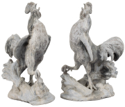 Pair of Lead Roosters, 20th c.