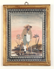 View 2: Pair of Folk Art Dressed Pictures (Habille), c. 1780