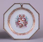 View 3: Pair of Octagonal Chinese Export Porcelain Armorial Plates, c. 1740