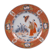 Chinese Export "The Lady with the Parasol" Plate, c. 1736-40